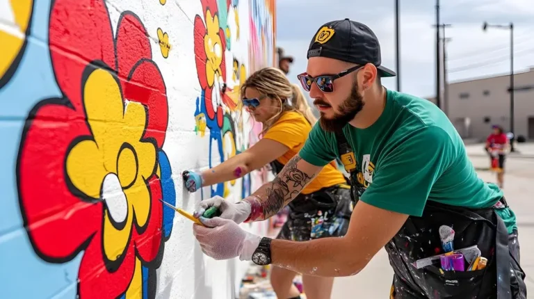 Proyecto pintura mural comunitaria vibrante que muestra diversidad creatividad 994764 205495