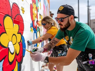 Proyecto pintura mural comunitaria vibrante que muestra diversidad creatividad 994764 205495